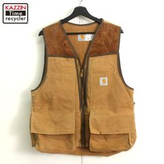 希少】90s USA製 カーハート ハンティングベスト ダック地 茶 XL