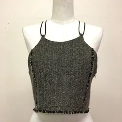 PUBLIC TOKYO 日本製 ツイードビスチェ バックレースアップ レザー調紐×ヘリンボーン柄 レイヤード FREE