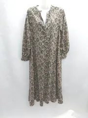 ◇ ⊂ ITEMS URBAN RESEARCH アーバンリサーチ 花柄 長袖 ロング ワンピース サイズFree ブラック ベージュ レディース E  【1501160024732】