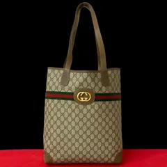 極 美品 GUCCI グッチ オールドグッチ ヴィンテージ シェリーライン GG ロゴ 金具 レザー 本革 トートバッグ ハンドバッグ ブラウン 05924