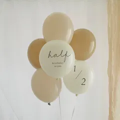 《バルーンリボンなし》ハーフバースデー バルーン 6枚 セット ホワイト 風船 セット 飾り