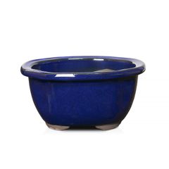 【未使用】盆栽鉢 5号 木瓜鉢 モッコ鉢 青色 海鼠釉 瀬戸焼 陶器 深め 小品 小さい 雑木 松柏 約17センチ 植木鉢 苔 おしゃれ