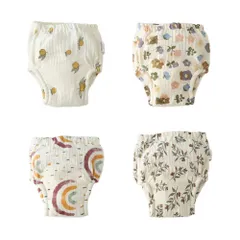 ☆ Bセット ☆ 100cm ☆ トレーニングパンツ 4点セット pk0606 トレーニングパンツ 女の子 男の子 6層 4点セット トレーニング パンツ トレパン ガーゼパンツ 下着 綿 コットン 6重ガーゼ 漏れにくい ガーゼ