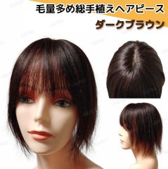 新品】人毛100% 部分ウィッグ 総手植え 自然な分け目 ダークブラウン④