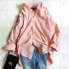 美品【RALPH LAUREN SPOPTラルフローレンスポーツ】オックスフォードシャツ サイズ8 ピンク 長袖シャツ コットン100%