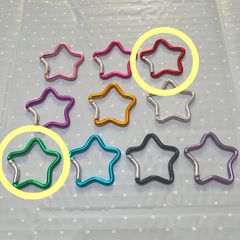 A 星 カラビナ キーホルダー キーリング 2個