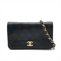 良品 CHANEL シャネル マトラッセ ラムスキン ココマーク プッシュロック ショルダー バッグ ブラック 黒 鞄 ブランド レディース a7766