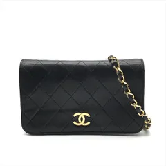 良品 CHANEL シャネル マトラッセ ラムスキン ココマーク プッシュロック ショルダー バッグ ブラック 黒 鞄 ブランド レディース a7766
