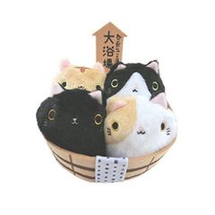 4종(쿠로·미케·토라·하치)＆대욕탕 목욕통 고양이 고양이 봉제인형 4종(쿠로·미케·토라·하치) & 대욕장 목욕통(4마리용) 세트