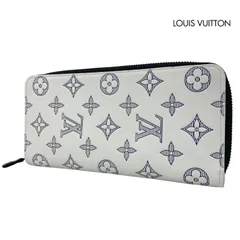LOUIS VUITTON　ルイヴィトン　M83381　モノグラムシャドウ　ジッピーウォレット　ヴェルティカル　長財布　ホワイト　ネイビー