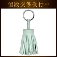 エルメス キーリング カルメン ライトグリーン 美品 レザー 中古 Ｗ刻印
