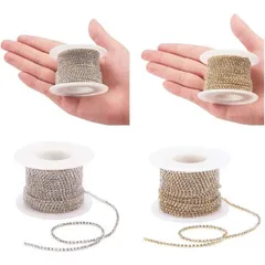 ★10ヤード　2巻き　ライトストーン（シルバー＋ゴールド） ダイヤストーンチェーン　手芸 水晶クリスタルチェーン  縫製工芸 DIY　ロール 装飾素材 縫製 手芸用