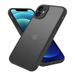 iPhone12 ケース マット 半透明 スマホケース iphone 12 カバー 耐衝撃 指紋防止 アイフォン 12 米軍MIL規格 iPhone 12 用 ケース カバー 黄変防止 iphone 12 6.1インチ 対応 PinLiSheng(ブラック 0