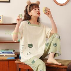 9色展開 パジャマ レディース 春夏 上下セット パジャマ 可愛い シンプル 部屋着 ルームウェア 半袖 レディース 長ズボン 五分丈 ナイトウェア  vii3y934020