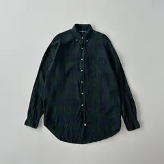 90s ラルフローレン  リネン　ブラックウォッチ　ボタンダウンシャツ　Ralph Lauren linen BDshirt blackwatch Msize J1780