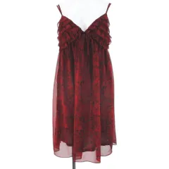 ヒステリックグラマー HYSTERIC GLAMOUR 2AO-7270 バラ 花柄 キャミソール ワンピース チュニック ミニ丈 FREE 赤系 レッド ティアード ダブルストラップ リボン 裏地 日本製