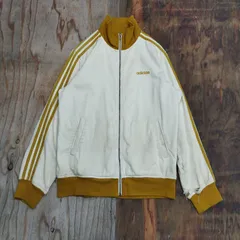 ADIDAS アディダス コットン トラック ジャケット ジャージ ジップアップ ベージュ マスタード イエロー ハイネック ジップアップ コットン 90s VINTAGE 古着 Y2K MG298