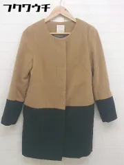 ■ SENSE OF PLACE by URBAN RESEARCH バイカラー 長袖 ノーカラーコート サイズ38 ブラウン ブラック レディース  【中古】 【1111150001232】