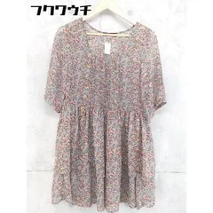 ◇ mystic ミスティック 花柄 半袖 膝下丈 ワンピース サイズF ライトブルー マルチ レディース 【中古】 【1102250012563】