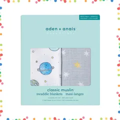 【人気商品】SWADAEESWC20015W 出産祝い 夜泣き対策 通気性抜群 銀河デザイン スワドル モスリンコットン 112×112cm 2枚セット スペースキャデット おくるみ anais(エイデンアンドアネイ) + aden