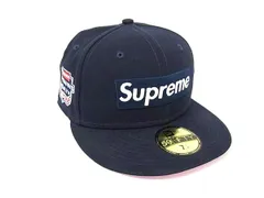 ■極美品■ NEWERA ニューエラ シュプリーム OPENING DAY ボックスロゴ ポリエステル キャップ 帽子サイズ 7 1/4 ネイビー系 FI9376