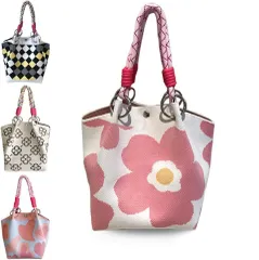 【特価商品】[SEEWEN] ニットバッグ ミニ トートバッグ レディース 3D立体トートバッグ 小さめ エコバック おしゃれ 手提げ サブバッグ ミニバッグ 軽量