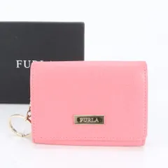 美品 フルラ キーリング 付 レザー コインケース 小銭入れ カードケース コンパクト ウォレット 本革 ピンク レディース MMM CL86-15【中古】