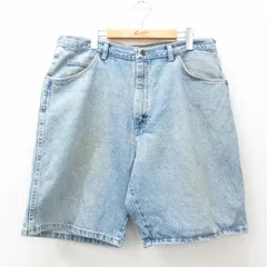 W38/古着 ラングラー ショート パンツ ショーツ メンズ 00s 紺 ネイビー デニム 25apr14 中古 ボトムス 短パン ショーパン ハーフ