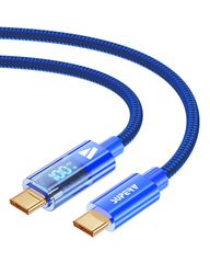新品 SUPERV Rt4 急速充電 USB C to C ケーブル [100W PD対応 1m] LEDディスプレイ内蔵 iPhone Android 各種対応 (100cm ブルー)