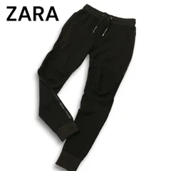ZARA ザラ マン 現行タグ★ 通年 Fレザー ライン イージー ストレッチ ジョガー バイカー パンツ Sz.30 メンズ 黒
