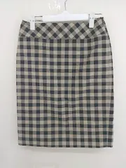 ◇ BEAMS ビームス チェック バックスリット 膝丈 タイト スカート サイズ36 ブラック ベージュ レディース  【中古】 【1206010009500】のサムネイル
