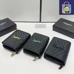 【今日特価】Yves Saint Laurent イヴサンローラン 小型ウォレット クラシックレザー製、耐久性に優れ、カードと紙幣を分離収納
