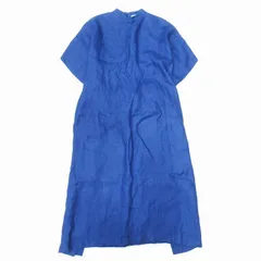 美品 22ss ハイク HYKE LINEN DRESS リネン ロングドレス ベルテッド ワンピース 麻100％ ドルマンスリーブ 1 青/■E45/レディースのサムネイル