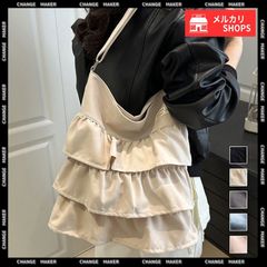 フリルショルダーバッグ ティアードバッグ ショルダーバッグ レディース 2WAY 肩掛け カバン 大容量 斜め掛け ナイロン 鞄 A4収納可 大人可愛い 通勤 通学 フリルトートバッグ 韓国風 柔らかい 斜め掛け バッグ 軽量 ガーリー CH1DPAI-001