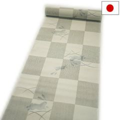 浴衣 反物 日本製 高級紅梅織り 綿麻（アイボリー うさぎ柄）レディース 女性 麻混 お祭り 花火 涼しい