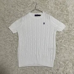 未使用級✨ポロラルフローレン ケーブル 半袖 サマーニット ポニー刺繍 白 M