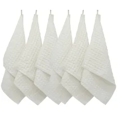 【特価商品】厚手 キッチンクロス キッチンタオル マイクロファイバー キッチン用品 雑巾 布巾 台拭き 鏡拭き だいふきん ガラス拭き キッチンふきん 食器 台ふきん（ホワイト6枚 ）約29*29cm ワッフル生地 KYOSAMA 吸水 速乾