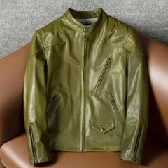 美品☆レザージャケット 機関車ライダースジャケット 本革 牛革 カウハイド ハーレー レザーコート バイクレザー 革ジャン