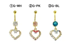 １４Gバタフライハート ボディピアス ヘソピアス へそピアス ヘソピ