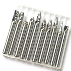 新品 リューター リューター ビット ビット 超硬ドリルビット 10本セットタングステン製 6mm 10種類 軸 超硬バー 刃幅6mm YFFSFDC (60mm長)