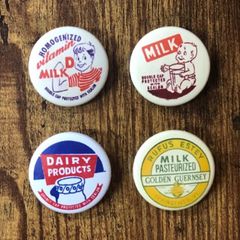 缶バッジ】4種セット MILK カントリー ヴィンテージ アメリカン