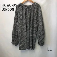 HK WORKS LONDON エイチケーワークスロンドン しまむら レディース ブラウス 黒 白 LLサイズ