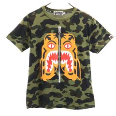 A BATHING APE 어베이싱 에이프 카모후라 무늬 타이거 반소매 T 셔츠 S 카키 위장 남성 헌 옷