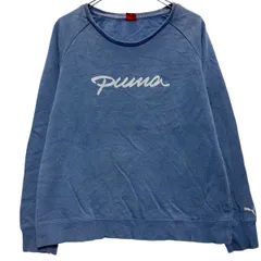 PUMA ロゴスウェット トレーナー キッズ L ブルー プーマ プルオーバー 裏起毛 古着卸 アメリカ仕入 a612-5367