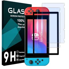 対応 Switch フイルム ブルーライトカット ガイド枠付き【2枚セット 国産旭硝子製 】Switch ガラスフィルム ブルーライト 保護フィルム ガラス さらさら 強化ガラス 目に優しい 高硬度9H 指紋防止 気泡防止 飛散防止 自動吸着 撥油性 耐衝