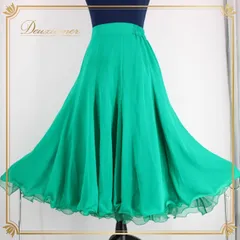 社交ダンス 衣装 スタンダード スカート レッスンウェア レディース オールシーズン グリーン系 緑 無地 シンプル 清楚 かわいい 鮮やか スカート 二重 スカート 大きく広がる レディース ファッション ダンス 着用 レッスン