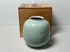 砥部焼 花瓶 龍泉作 「富」印