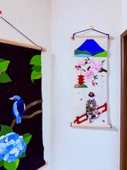舞う桜と舞妓の春景色＊和風ちりめんタペストリー