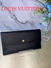 【78】Louis Vuitton ルイヴィトン ヴェルニ 折りたたみ財布 ポルトフォイユトレゾール インターナショナル ブラック 黒