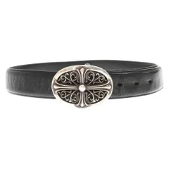 CHROME HEARTS (クロムハーツ) OVAL CROSS STRAP1.5/1.5クラシックオーバルクロスバックル レザーベルト ブラック/シルバー  30inch - メルカリ